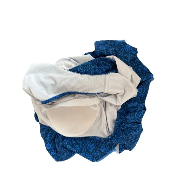 Profile By Gottex Petrol Blue Mehndi One Shoulder Ruffle Swimsuit Womens Size 14 - Picture 9 of 16